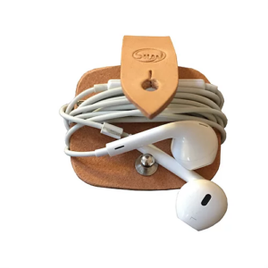 Headphone case Natur vegetabilsk garvet kernelæder