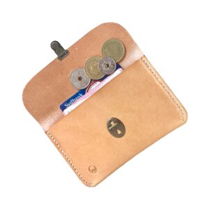 Kernelæderpung Large natur med gl messing kliklås