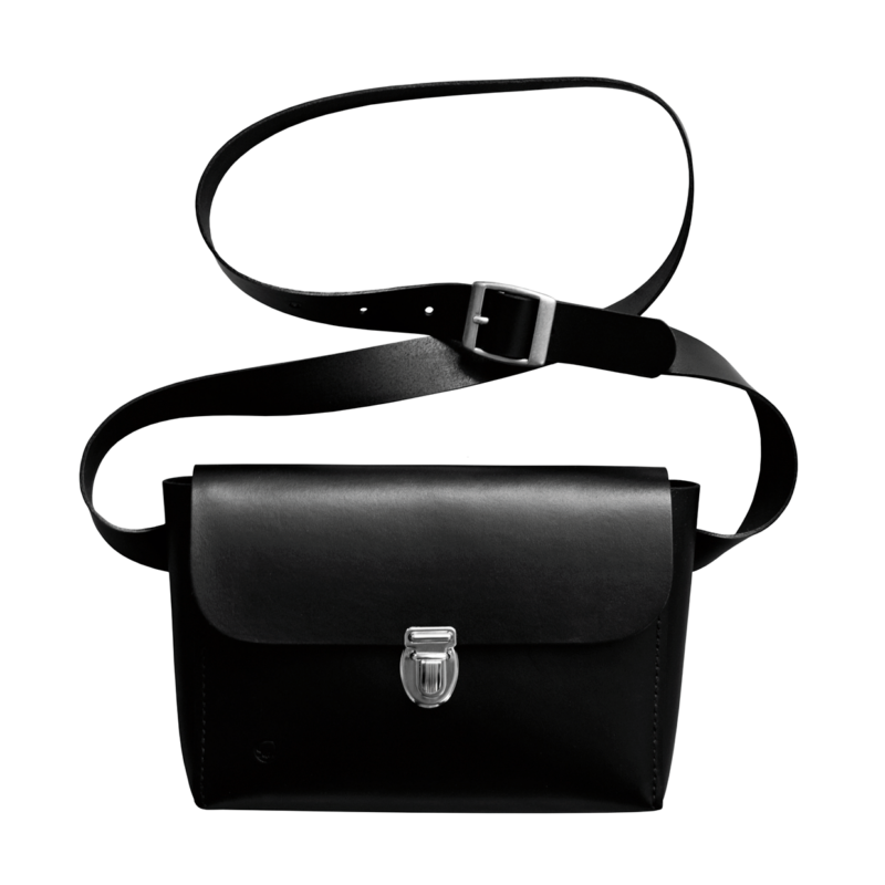Smuk kernelæder Bumbag i sort med sølv